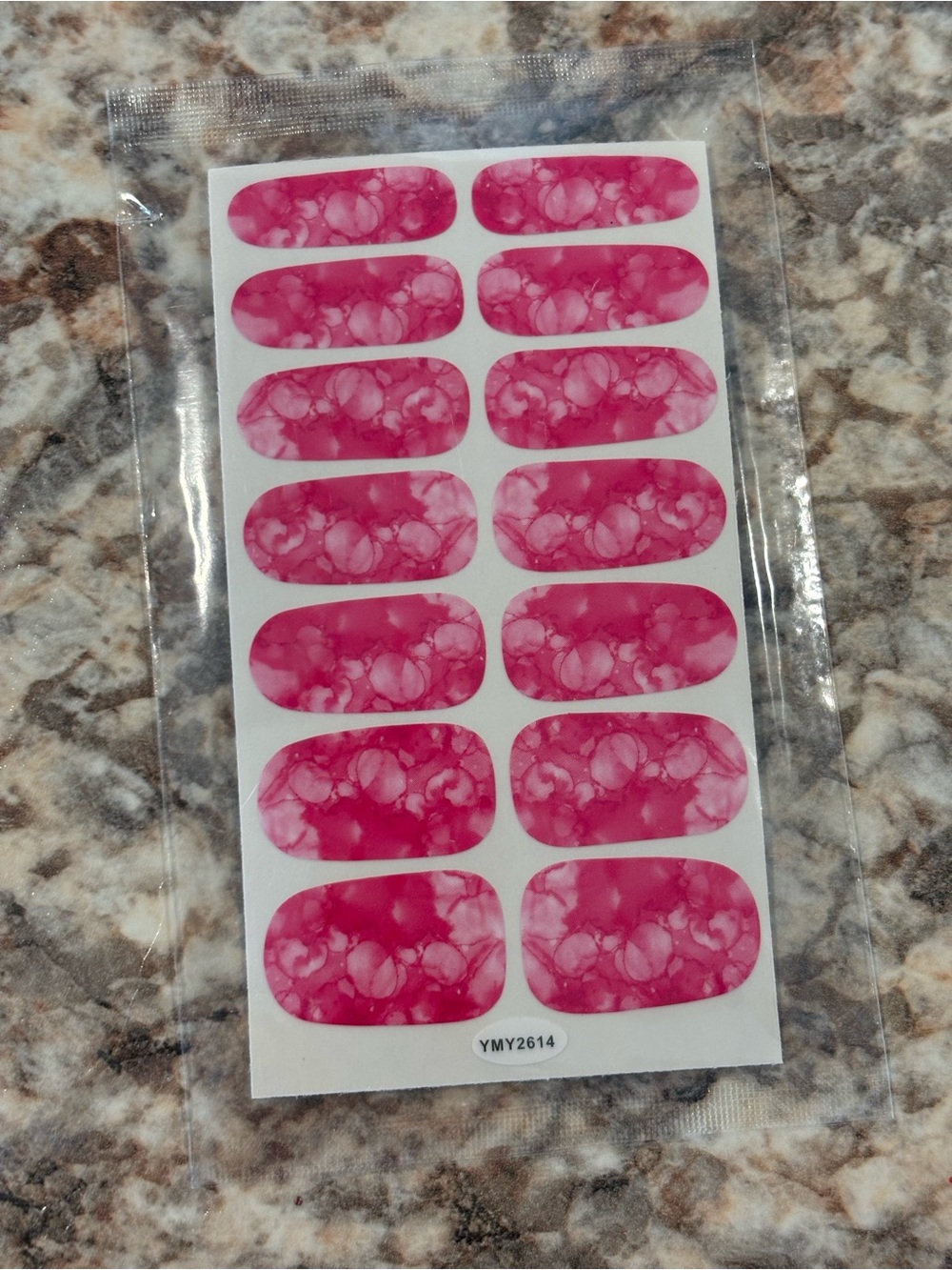 Pink Marble Nail Wraps - Sheet of Stickers